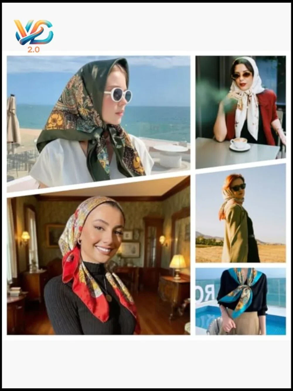 Large Square Satin Head Scarf Versatile Hair Bandana Wrap 35 inch